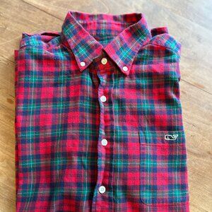 Vineyard Vines Tucker Shirt, Red Flannel Plaid, Men's Large